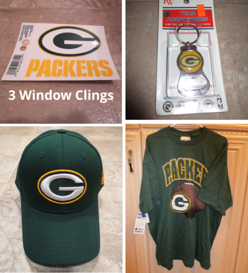 (image for) # NFL Green Bay Packers Men's Gift Bundle Hat/Cap, T-Shirt, Bottle Opener, Clings - Click Image to Close