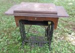 (image for) Treadle Sewing Machine Cast Iron Base and Wood Cabinet Top