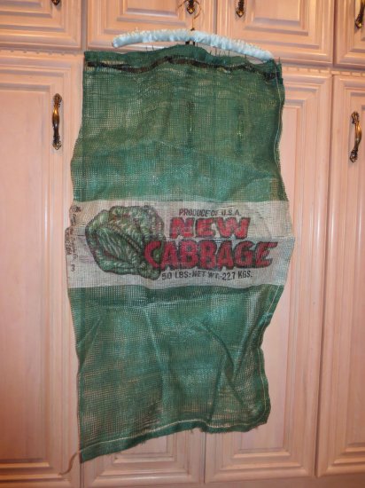 (image for) VINTAGE NEW CABBAGE 50 POUND PRODUCE BAG SACK - ADVERTISING - Click Image to Close