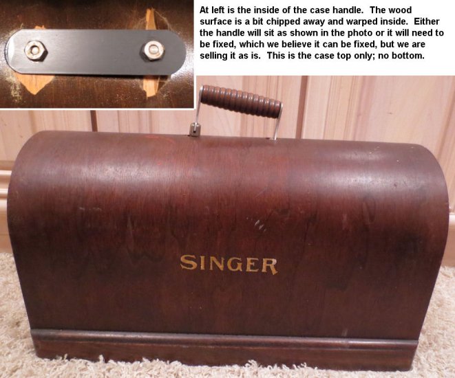 (image for) Hard Cover, Wood, Singer, Case Top Only, Damage to Handle - Click Image to Close