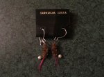 (image for) Earrings, Fishing, New, Brown & Pink, Silver Wires, FE7