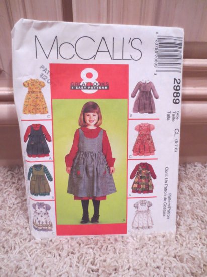 (image for) Pattern, McCall's, 2989, Children's, Size CL 6-7-8 - Click Image to Close
