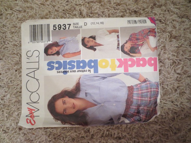 (image for) Pattern, McCall's, 5937, Size D (12, 14, & 16) - Click Image to Close