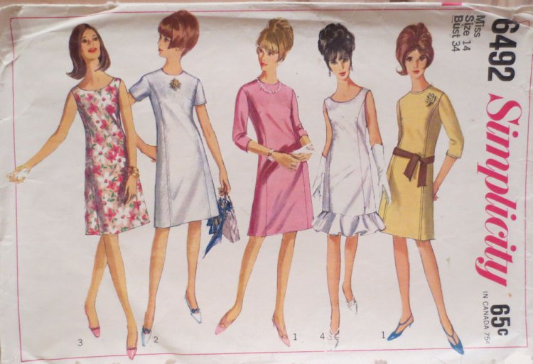 (image for) Pattern, Simplicity, 6492, Size 14 Miss, Bust 34 - Click Image to Close