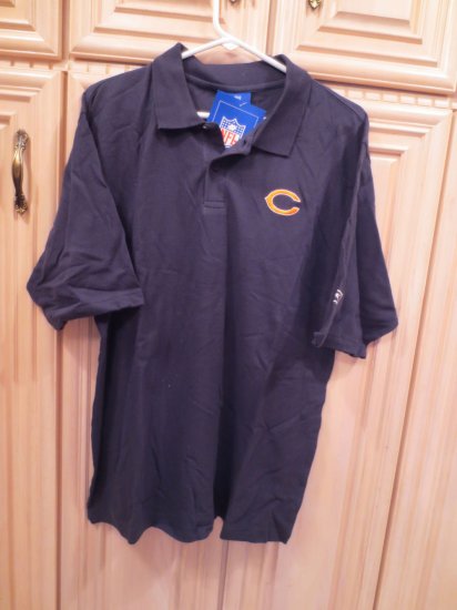 (image for) NFL Chicago Bears Navy Blue Polo T-Shirt, 100% Cotton, S (157) - Click Image to Close