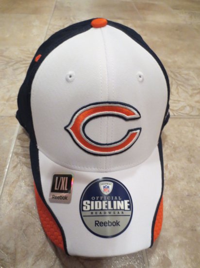 (image for) NFL Bears Sideline Baseball Hat, Blue, White & Orange, L/XL (176 - Click Image to Close