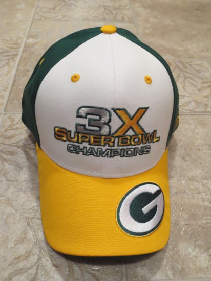 (image for) NFL Packers Baseball Hat, 3 Times Super Bowl Champions (57) - Click Image to Close