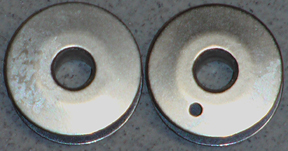 (image for) Bobbins w/ 1 Hole on 1 Side, Metal, 6 Bobbins, Item BM1H - Click Image to Close