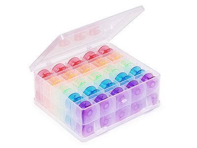 (image for) Bobbin Box with 50 Plastic Bobbins - Click Image to Close
