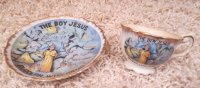 (image for) VINTAGE ANTIQUE THE BOY JESUS MINIATURE CUP & SAUCER - RUDOLPH, WISCONSIN