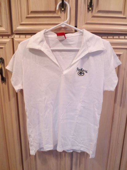 (image for) NFL for Her Ladies' White Green Bay Packers Polo T-Shirt, XL (2) - Click Image to Close