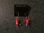 Earrings, Fishing, New, Yellow Pink Brown, Gold Wires, FE6