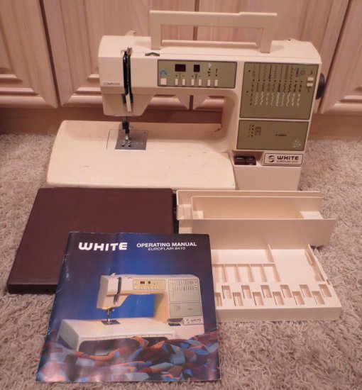 (image for) White 8410 Euroflair Computerized Free Arm Sewing Machine - Click Image to Close