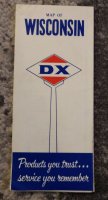 (image for) VINTAGE ANTIQUE 1950s DX PRODUCTS OIL GAS SERVICE STATION WISCONSIN STATE MAP
