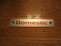 Nameplate, Domestic, Vintage, Item UPNPD