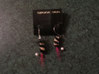 Earrings, Fishing, New, Yellow Black Pink, Silver Wires, FE2
