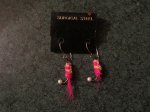 Earrings, Fishing, New, Pink & Yellow, Silver Wires, FE14