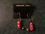Earrings, Fishing, New, Pink & Yellow, Gold Wires, FE13